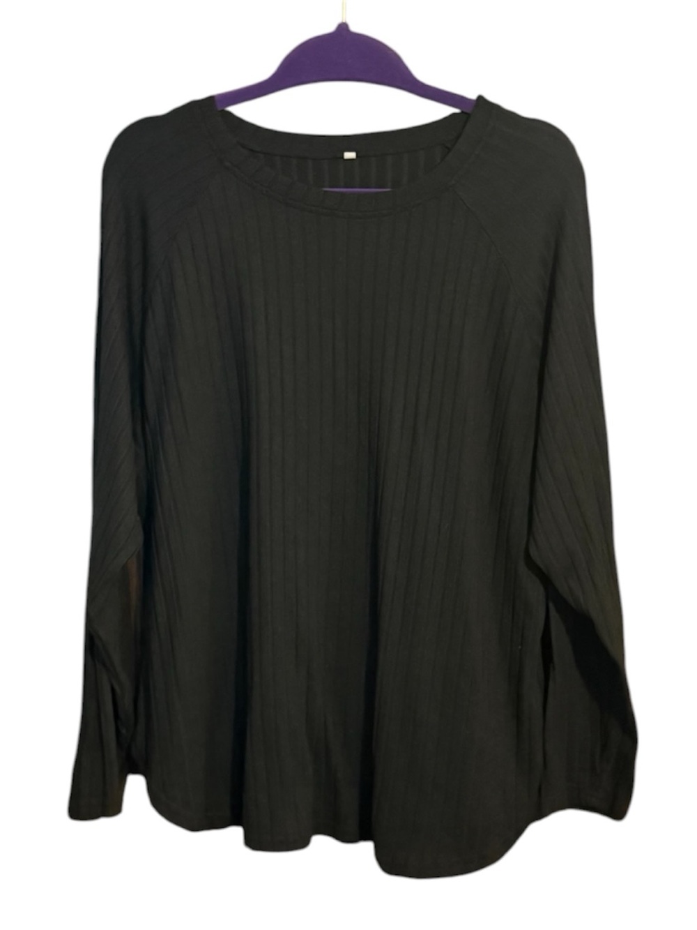 Black Ribbed Knit Tunic Long Sleeve Black Sweater Size 2XL
